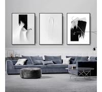 CHAOJIART Poster in stile moderno nordico, vernice bianca, graffi, arte murale, pittura a olio astratta in bianco e nero, soggiorno, decorazione per la casa, 20x30 cm (8x12 pollici) x3 senza cornice