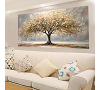 CHAOJIART Stampa su tela con albero della vita dorato astratto extra large, poster da parete, decorazione moderna per camera da letto e soggiorno, 70x140 cm, cornice interna.