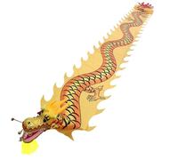 CHAOMIN Poi Nastro di Seta Cinese con Drago for Giochi all'aperto - Combo Testa di Drago e Corda Altalena(Yellow,2 m)