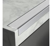 CHAOMIN Protezione Antiscivolo for Bordi Scale in Lega di Alluminio - Modanatura a L for Scale Interne ed Esterne(Silver,L 140cm (55 1/10"))