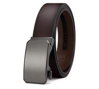 CHAOREN Cintura automatica uomo, cintura uomo marrone scuro in pelle pieno fiore a cricchetto per abito da uomo, cintura larga 35 mm, misura personalizzata