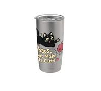 Chaos But Make It Cute Cat Yarn Lover Bicchiere termico in acciaio inox doppia parete