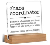 Chaos Coordinator Regalo per Manager Leader Collaboratore Boss Mentor Regali di ringraziamento Chaos Coordinator Definizione Cartello decorativo da scrivania in acrilico con supporto in legno per