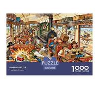 Chaos della rapina al treno dei cowboy Puzzle in Legno Impermeabile DIY Puzzles Da 1000 Pezzi Per Adulti Sfidanti E Rompicapo Per Decorazioni Domestiche