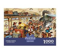 Chaos della rapina al treno dei cowboy Puzzle in Legno Impermeabile Puzzles Da 1000 Pezzi Regali Per Adulti Colorati Giochi Educativi