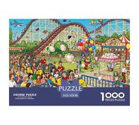 Chaos in the amusement park ride Puzzle in Legno Impermeabile Puzzles Da 1000 Pezzi Per Adulti Impossibili Per Decorazioni Domestiche