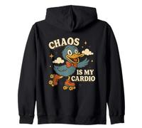 Chaos Is My Cardio, divertente grafica retrò Roller Duck Felpa con Cappuccio