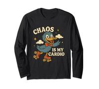 Chaos Is My Cardio, divertente grafica retrò Roller Duck Maglia a Manica