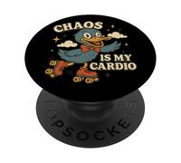 Chaos Is My Cardio, divertente grafica retrò Roller Duck PopSockets PopGrip Adesivo