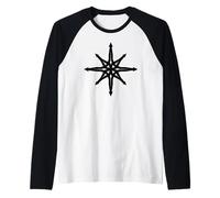 Chaos Star Simbolo Punk Metal Pentagramma Anarchia Occulto Satana Maglia con Maniche Raglan