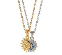CHAOTEMAI 2 Piezas Collana Sole e Luna Collana Amicizia per 2 Versátil Collane para Mejores Amigas Hermanas Madre e Hija Regalo BFF per Coppia San Valentín Aniversario Cumpleaños