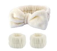 CHAOTEMAI 3 Pezzi Polsini Spugna per Skincare Spa Fascia per Il Viso, Skincare Accessori in Microfibra per Il Donne Lavaggio del Viso e La Cura Della Pelle Delle per Donne Ragazze(Latte Bianco)