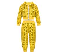 Chaoyinn Bambini Ragazzo Bambina Body Ginnastica Danza Jazz Completo Pantaloni E Giacca Top Danza Hiphop Pattinaggio Abbigliamento Con Cappuccio Abbigliamento Da Giallo 8-10 anni