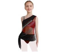 Chaoyinn Bustina per Bambine per Gymnastica Danza Moderna Performance Combinazione per Lezioni di Danza Lirica Spettacolo Borgogna 9-10 Anni