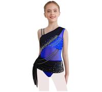 Chaoyinn Bustina per Bambine per Gymnastica Danza Moderna Performance Combinazione per Lezioni di Danza Lirica Spettacolo Blu 9-10 Anni