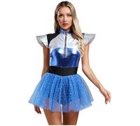 Chaoyinn Costume Da Alieno Spaziale Femminile Personaggio Del Film Cadetto Abiti Cosplay Per Halloween Festa Danzante Travestimento Elegante Blu L