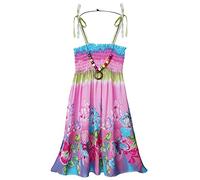 Chaoyinn Falda Casual per Bambina E Bambine Estiva per La Spiaggia con Stampe A Fiori E Bracciale Abito Estivo Boemo per Le Vacanze E Le Feste Brodatore Viola Senza Colorato 7-8 Anni