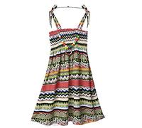 Chaoyinn Falda Casual per Bambina E Bambine Estiva per La Spiaggia con Stampe A Fiori E Bracciale Abito Estivo Boemo per Le Vacanze E Le Feste Brodatore Viola Senza Verde 10-12 Anni