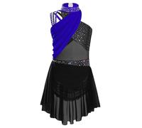 Chaoyinn Figlia Bambina Tutu Per La Gimnastica Artistica In Competizione Con Gonnellina Abito Per La Danza Lirica In Competizione Performance In Scena Nero e blu 9-10 anni