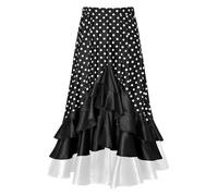 Chaoyinn Gonna Lunga per Il Ballo di Promozione per Bambine Gonna Tradizionale per La Danza Flamenca Spagnola Franggiata per Le Esibizioni Scolastiche Nero 7-8 Anni