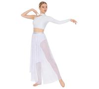 Chaoyinn Vestito La Danza Contemporanea Donna Ensemble con Spalla Nuda Camicetta E Pantaloncino La Danza Lirica Moderna Bianco S