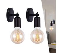 ChaoZan Applique da Parete Stile Industriale Semplice dell'annata Lampada da parete a luce Regolabile Finito in Ferro con Portalampada E27 per Casa Camera da Letto Bar, Vernice Nera, 2 Pezzi