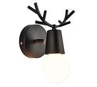ChaoZan Creativo Applique da Parete Moderno Lampada da Parete a forma di testa di cervo metallo Lampada a Muro in ferro retrò E27 per soggiorni Camera da Letto dei Bambini sala da pranzo bar, Nero