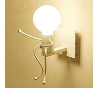 ChaoZan Creativo Lampada da Parete Retrò Ferro Vintage Applique da Parete Moderno Metallo Decorazione Lampada a Muro Art Cartone animato E27 per Bar Camera da Letto Cucina Ristorante, Bianca