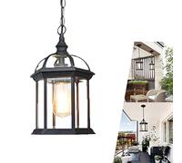 ChaoZan Lampada A Sospensione Regolabile In Altezza Vintage Antico Lampadari Metallo Per Esterni/Interni E27 Nero Impermeabile IP23 Pendant Light Corridoio Balcone Terrazza Cortile Gazebo