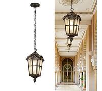 ChaoZan Lampada da esterno rustica a sospensione in antico in catene ottiche Lampadario E27 lampada da esterno plafoniera a soffitto cortile Giardino Corridoio Balcone Portico Ristorante, Nero