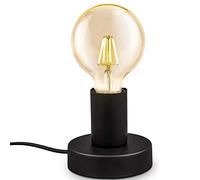 ChaoZan Lampada da tavolo,E27 lampadina,con spina interruttore sul cavo,diametro 10cm,abat-jour da comodino piccola in metallo nero opaco,luce da lettura vintage industriale,non inclusa lampadina
