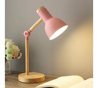 ChaoZan Lampada da tavolo Lampada da lettura a LED dal design classico in legno,con bracci girevoli in legno,E27,lampada da studio, lampada da lavoro,lampada da ufficio,lampada da comodino, rosa