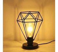 ChaoZan Lampada da tavolo retrò,E27 con interruttore sul cavo abat-jour da comodino in metallo nero opaco,Lampada da terra Gabbia di diamanti,lampada da lettura vintage industriale（No lampadina ）