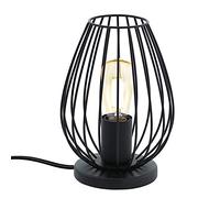 ChaoZan Lampada da tavolo retrò,E27,con interruttore sul cavo abat-jour da comodino in metallo nero opaco,Lampada da terra filo metallico, lampada da lettura vintage industriale（No lampadina ）