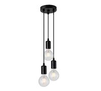 ChaoZan Lampadario semplice,3 punti luce, adatto per lampadine E27,non incluse lampadine, metallo nero, lampada a sospensione per sala da pranzo, stile industriale plafoniera