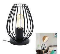 ChaoZan Vintage Stile Lampada Da Tavolo A LED Lampada Da Tavolo Batteria Senza Fili In Ferro Elegante Luce Da Comodino Sul Comodino presa E27 per Camera da Letto Soggiorno Balcone Matrimoni, Nero