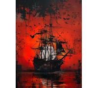 Chaozhirui Kit di ricamo a punto croce fai da te Kit punto croce Alba e veliero Paesaggio marino Kit punto croce in cotone 11CT 40x50cm