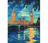 Chaozhirui Kit per punto croce fai da te, Big Ben e Parlamento, set da ricamo con tessuto e ago, decorazione artistica fatta a mano per soggiorno, camera da letto, ingresso, 40x50 cm