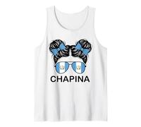 Chapina Guatemalan Girl Messy Bun Sunglasses Flag Canotta