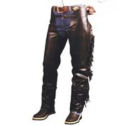 Chaps western in pelle invecchiata effetto pull-up con frange Lakota