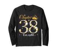Chapter 38 Fabulous EST 1988 38th Birthday Queen Diamond Maglia a Manica