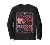 Chapter 39 Fabulous Since 1986 Diamond Heels 39th Birthday Maglia a Manica