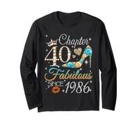 Chapter 40 Fabulous Since 1986 40th Birthday Women Girls Maglia a Manica