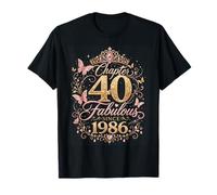 Chapter 40 Fabulous Since 1986 Floral 40th Birthday Women Maglietta