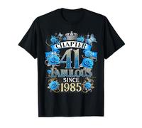 Chapter 41 Fabulous Since 1985 41st Birthday Women Blue Rose Maglietta
