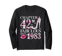 Chapter 42 Fabulous Since 1983 Diamond Heels 42nd Birthday Maglia a Manica