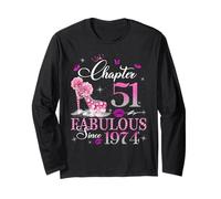 Chapter 51 Fabulous Since 1974 51st Birthday Queen Diamond Maglia a Manica