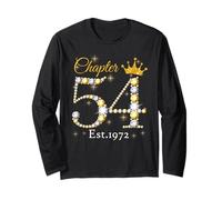 Chapter 54 Fabulous EST 1972 54th Birthday Queen Diamond Maglia a Manica