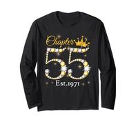 Chapter 55 Fabulous Since 1971 55th Birthday Women Girls Maglia a Manica