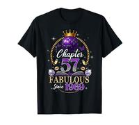 Chapter 57 Since 1969 Purple Disco Ball 57th Birthday Women Maglietta